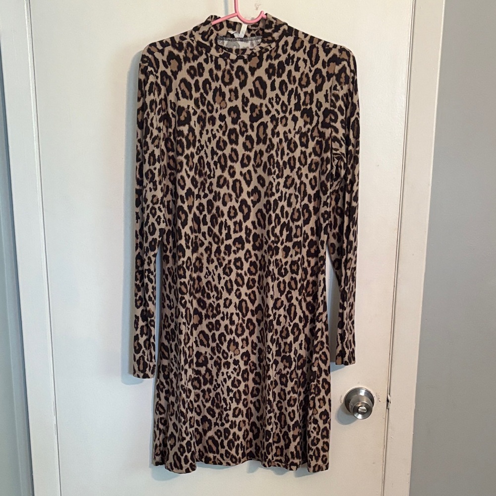 Mudd Asymmetrical Leopard Print Dress - Brown and Black